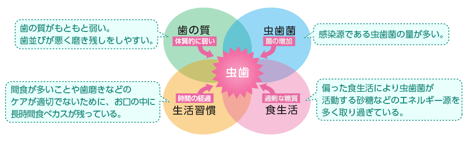 様々な虫歯の要因図